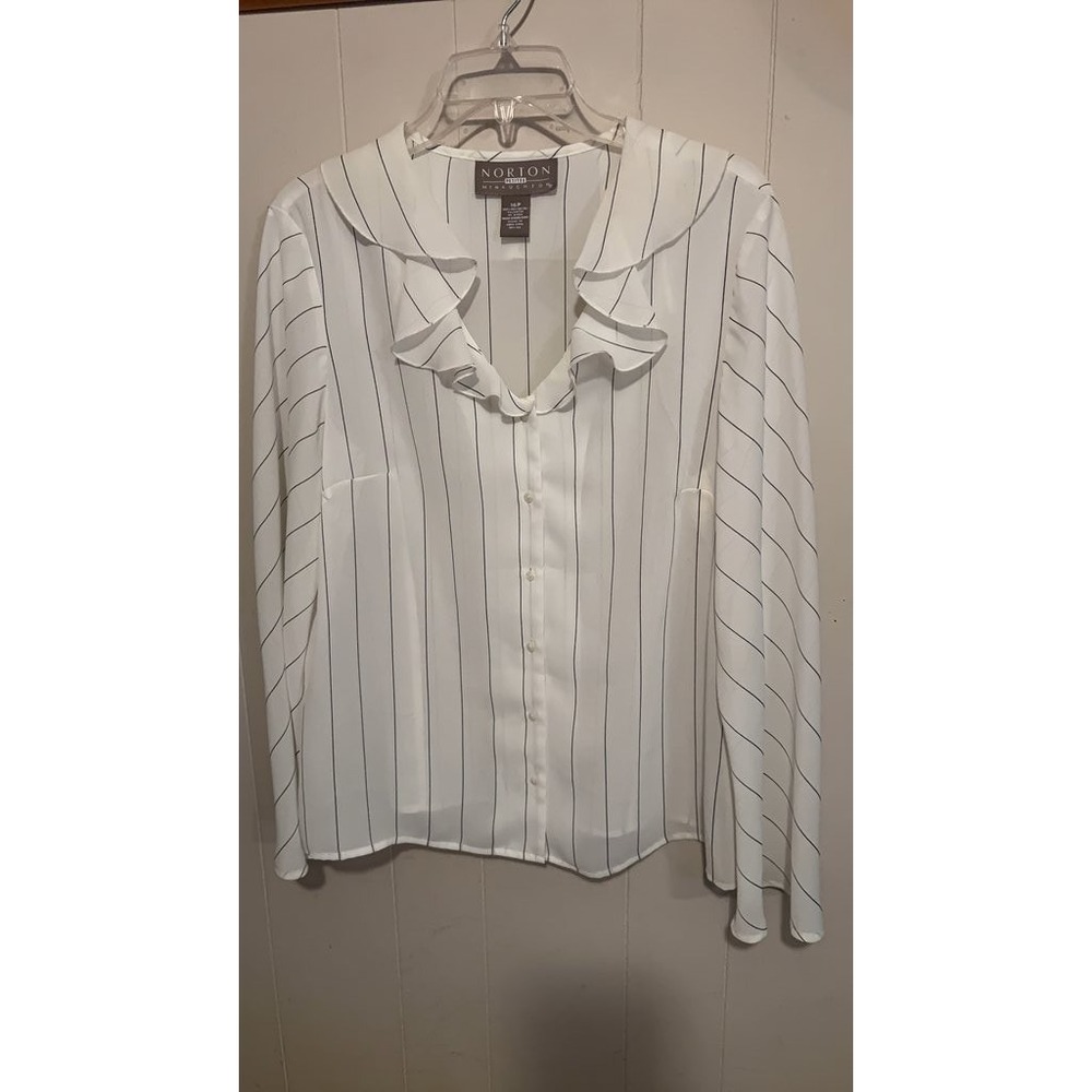 Norton McNaughton Petites White Striped Blouse